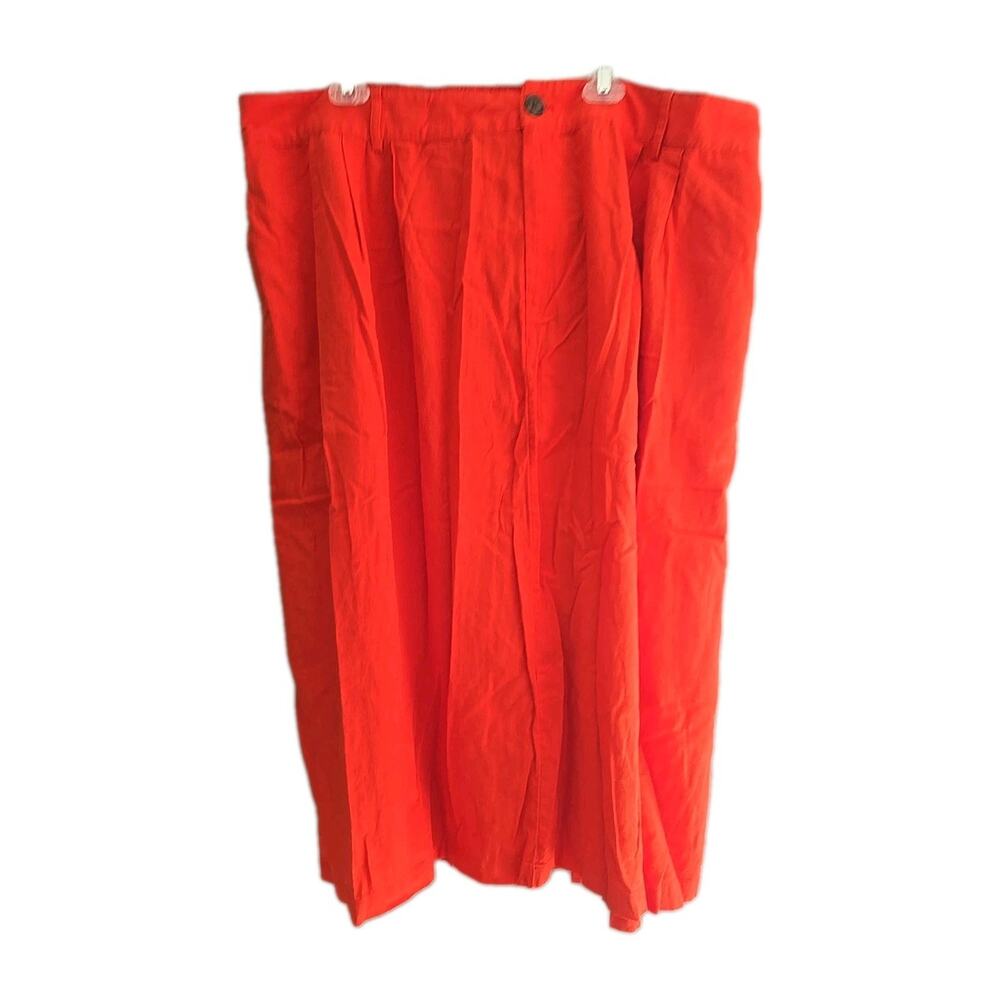 A New Day Orange Linen Blend Elastic Waist Pocket Summer Skirt Womans Size 2X